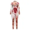 Kobiety Jumpsuits Rompers Fccexio Cosplay Costumes Terrorystyczne zombie drukuj Kobiety Dorosły Bodysuit Bodysuit długie rękawy Party Fanta Halloween 231013