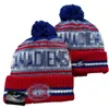 Men Knitted Cuffed Pom Jets Hats Sport Knit Hat Striped Sideline Wool Warm Baseball Beanies Cap for Women