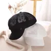 Berets Women Caps With M Metal Sign Lace Floral Solid Sboy 2023 Summer Octagonal Hat For Ladies White Black