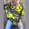 Kvinnors T-skjortor Kvinna Tshirts Stora storlekar 5xl Blus Kvinnor Fashion Camouflage Print Casual Loose Female Long Sleeve Sexy V-Neck Tops