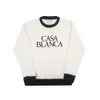 24SS CASABLANCA 둥근 목 스웨터 디자이너 양털 남자와 여자 편지 편지 셔츠 겨울 따뜻한 탑 카사 블랑
