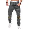 Calças masculinas homens casuais corredores fino carga sweatpants camuflagem retalhos magro cordão tornozelo amarrado calças esportivas hip ho250h