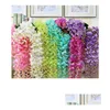 Fiori decorativi ghirlande ghirlanda artificiale Ivy Silk Wisteria Vine Rattan per centrotavola per matrimoni Decorazioni Bouquet Garland Ho dhplm