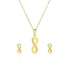 Orecchini per collana Set Infinity Eight Shinning Ciondolo Gioielli per orecchini in ceramica color oro stile semplice