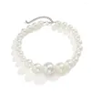 Ensemble de boucles d'oreilles et collier pour femmes, tendance, rétro, mariage, grandes perles, chaîne perlée, cadeau, Bracelet de perles à la mode