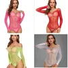 Sexy conjunto atualizar sem costura quente perfuração bikini sexy lingerie broca net uniforme tentação malha ver através de bodysuit roupa interior 230808