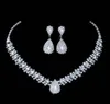 Luxe Bruiloft Sieraden Sets voor Bruids Bruidsmeisje Sieraden Druppel Oorbel Ketting Set Oostenrijk Kristal Hele Gift50763333927689