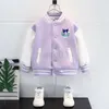 Manteau en duvet filles contraste Alphabet dessin animé lâche simple boutonnage Sweat Varsity vestes école enfants manteaux de piste tenue enfant hauts 5-16 ans J231013