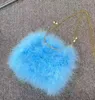 Feather Purse and Handbag for Women Luxury Fur Shoulder Bag Designer Party Clutch Chain Crossbody Plush Wedding Dinner 220923