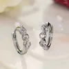 Hoop Earrings Huitan Minimalist Small With Clear CZ Dainty Ear Accessories For Women Daily Wearable Temperament Female Jewelry