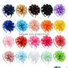 Hair Accessories 4.5 Inch Floral Baby Girls Ribbon Flower Headband Princess Boutique Grosgrain Hair Accessories Plastic Sticks Childre Dh4Xn