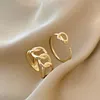 Anéis de cluster para mulheres moda geometria duas peças conjunto corrente anel simplicidade ajustável abertura acessórios jóias atacado