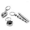 Keychains JD8309 Pet Memorial Urn Keyring Jewelry Print Heart / / Cylinder Rostfritt stål Keepsak Cremation Keychain for Ashes