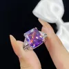 Ensemble de bijoux de mariage pour femmes, diamant Zircon violet profond, Imitation améthyste, pendentif complet en diamant, collier, bague ouverte, boucles d'oreilles, cadeau d'anniversaire de fête pour petite amie