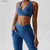 Aktiva uppsättningar Yoga Set Woman Gym Set Women Fitness Sportwear Sports Set Workout Clothes for Women Sports Bra Yoga Pants Crop Top Tracksuitl231014