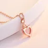 Hängen KOFSAC 925 Sterling Silver Neckor for Women Classic Rose Gold Chain Heart Crystal Pink Pendant Choker Jewel Girl Gifts