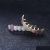 Grillz Стоматологические грили Хип-Хоп Grillz Зубы 8 Зубов Микроинкрустированный Циркон Один ряд Нижняя Доставка Ювелирных Изделий Для Тела Dhsgc