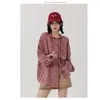 Camicette da donna Camicie a quadri rosse vintage Camicetta scozzese oversize stile coreano da donna Hippie Harajuku Streetwear Manica lunga Bottone superiore