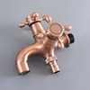 Bathroom Sink Faucets Red Copper Double Spouts Laundry Wall Mount Washing Machine Faucet Single Cold Tap Decorative Outdoor Garden