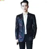 Men's Suits 2023 Costume Shawl Lapel Black Jacquard Dinner Jackets Party Groom Wear Men Slim Wedding For Prom Tuxedo Blazer M-5XL