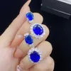 Gioielli da donna Orecchini a perno Simulazione zaffiro blu cristallo zircone orecchini con diamanti tempestati di orecchini stile lungo regalo per la fidanzata
