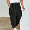 Men's Pants Simple Trousers Pockets Mid Waist Clothes All Match Skin-friendly Cropped Male