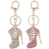 Crystal High Heels Shoes Key Chains Rings Shoe Pendant Car Bag Keyrings For Women Girl Keychains Gift285e