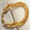 NYHET HIP HOP SOLID 24K REAL GOLD GF MIAMI Cuban Link Chain Armband Jewels Dazzling Jewelry241T