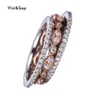 Band Rings Visisap 3 In 1 Bridal Ring Set For Wedding Accessories Rose White Gold Color Women Fashion Jewelry Drop B5221327t