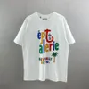 22SS Frühling Sommer Amerika Mode Bunte Buchstaben Drucken T-shirt Männer Frauen Kokosnussbaum T-stück Straße Casual Baumwolle T-shirt260r