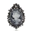 Pins Broschen Ganze- Vintage Hochzeit Zubehör Joyeria Cameo Schönheit Königin Für Frauen Kristall Strass Gold Silber Antik 309v