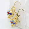 Dangle Earrings Fashion Round Ball Gold-Color Hollow Cloisonne Drop for Women inthnic Stlye 13mm Jewelry B2647
