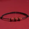 Charm Bilezikler Doğal Mor Cinnabar Lotus Flower Lucky Bangles Lovers Çiftin El Yapımı Kırmızı Halat Boyut Ayar Drop