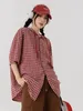 Camicette da donna Camicie a quadri rosse vintage Camicetta scozzese oversize stile coreano da donna Hippie Harajuku Streetwear Manica lunga Bottone superiore