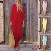 Lin mode femmes Boho longue robe Maxi dame soirée été plage robe d'été femmes col en V longue Dress288q