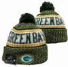 Masculino malha algemado pom verde bay''packer'' gorros bobble chapéus esporte chapéu de malha listrado lã lateral quente beanies boné para mulher a13