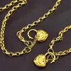 Collier et Bracelet avec pendentif en forme de cœur, plaqué sous vide, en or jaune, pour femmes, 258c
