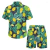 Herrespår 2023 säljer Crazy Fashion Set Set Mens Summer Print kausal ärmskjorta Shorts Två stycken Mannar Casual Size S-3XL