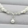 Bröllopsmycken uppsättningar 3PCSSet Women Bridal Elegant Party Pearl Rhinestone Halsbandörhängen Set Fashion 231013