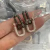Women Copper Steel Letter Designer Earrings Brass Plated Small Sweet Wind Style Luxury Geometric Fashion for Lady Party