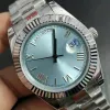 ST9 Steel News Men Watches Baby Blue Dial New Automatic Mechanics 41mm Sapphire Glass Stainless Mens Watch