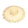Geniş Kötü Şapkalar 2023 Doğal Rafya Güneş Şapk French Style UV Koruma Plajı Saman Düz Caz Top Panama Mesleği