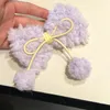 Fashion Candy Color Plush Bow Hair Clip for Women Girls Sweet Fluffy Hair Ball Pendant Hairpin Party Headwear Accessories Gift