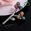 Brooches Lapel Pins For Men Agated Stone Branch FlowerClip Pin Fashion Vintage Crystal Plant Brooch Women