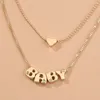 Pendant Necklaces 2023 Winter Trendy Simple Sweet Style BABY Heart Inlay Clear Crystal Three Layer Necklace For Women Gift Fashion Jewelry