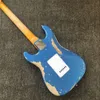 chitarra elettrica fatta a mano in stile vintage Relic pesante blu metallizzato di buona qualità 01