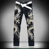 3D Wolf Dragon Leapord tryckt mager svart punkrock jeans för män herr stretch denim byxor byxor 201111233b