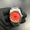 Classic Mechanical Man Watch Automatisk rostfria klockor Male Clock 41mm Red Face Wristwatch 161-2229w