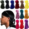 Sciarpe Unisex Uomo Donna Durag Do Doo Du Rag Velluto traspirante Bandana Cappello Sciarpa Coda lunga Headwrap 2021 Berretto chemio Tinta unita Hea213C