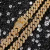 12mm Miami Cuban Link Chain Necklace Armband Set för Hip Hop Bling Iced Out Diamond Gold Silver Chains243L